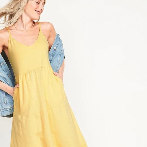 Old Navy Tiered Slub-Knit Midi Cami Swing Dress for Women New - Picture 3 of 6